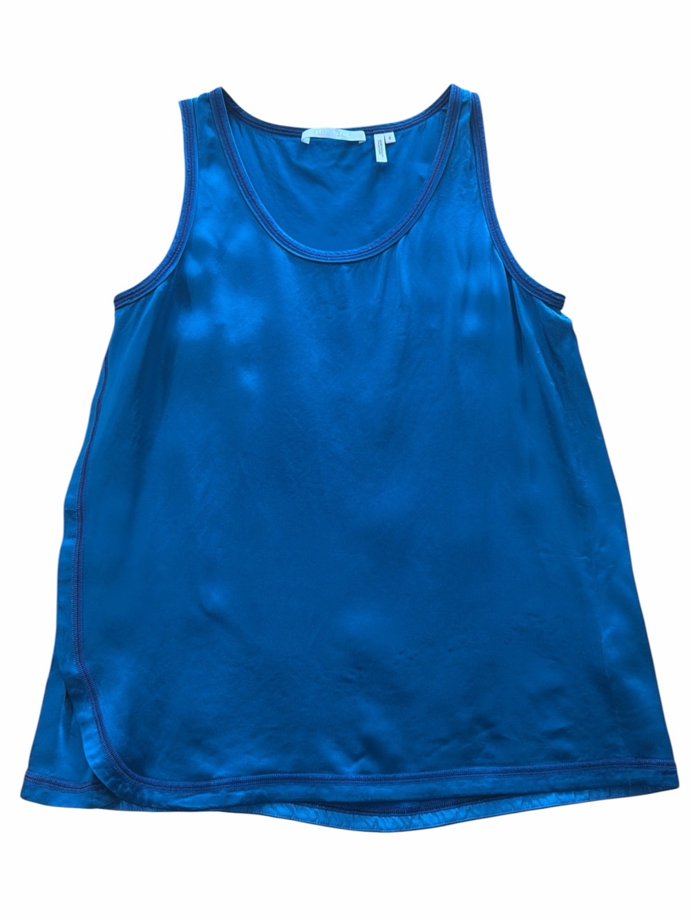 Helmut Lang Scoop Neck Blue Sleeveless Blouse